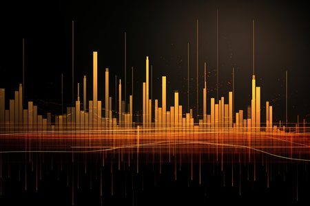 abstract stock market chart on a dark background. Vector illustration.の素材