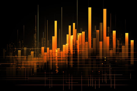 abstract technology background with high tech graphs and charts. Vector illustrationの素材
