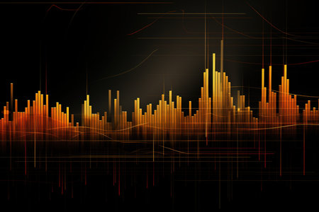 financial graph on black background. Business and finance conceptの素材