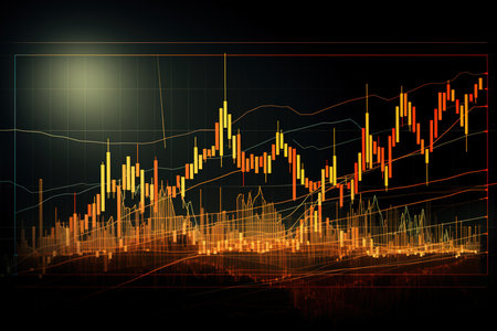 Stock market chart on the digital screen. Vector illustration. Eps 10の素材