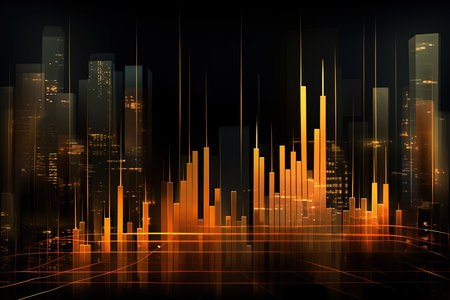 abstract technology background with glowing forex chart. Vector illustration.の素材