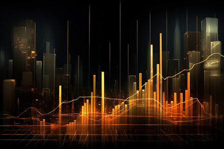 Stock market graph and candlestick chart on abstract background. Vector illustration.の素材