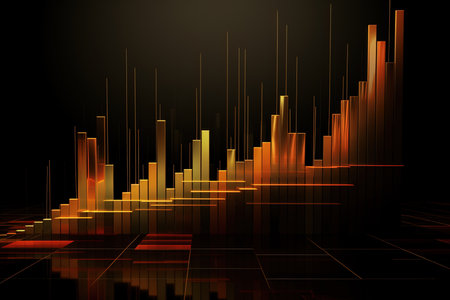 abstract background with a glowing bar chart, 3d render illustrationの素材