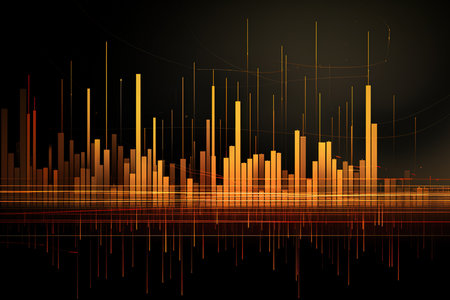 financial graph on black background. Business and finance conceptの素材
