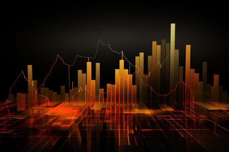 abstract background with financial charts and graphs. 3d rendering.の素材