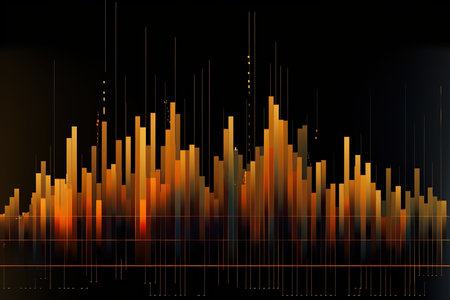 abstract orange sound wave on black background with copy space, vector illustrationの素材
