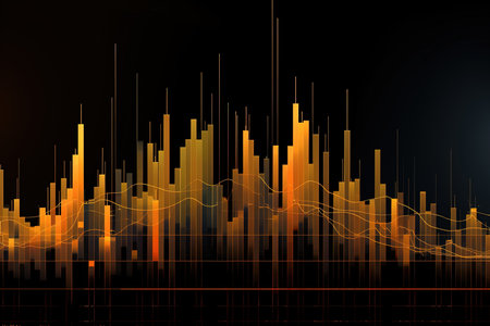 abstract stock market graph on black background. Vector Illustration.の素材