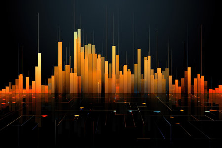 abstract stock market chart on a dark background. Vector illustration.の素材