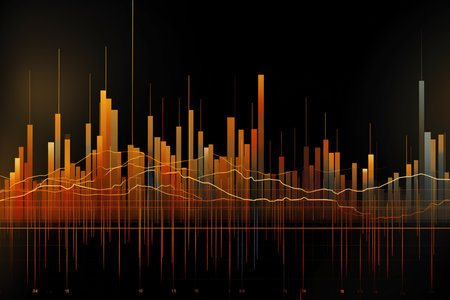 abstract stock market graph on a dark background. Vector illustration.の素材