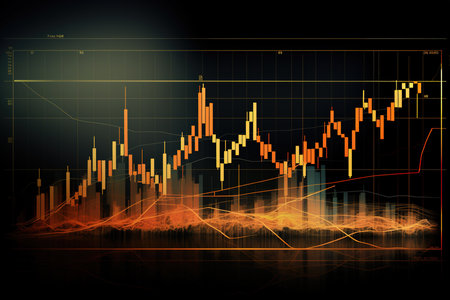Stock market graph on a dark background. Vector illustration. Eps 10の素材