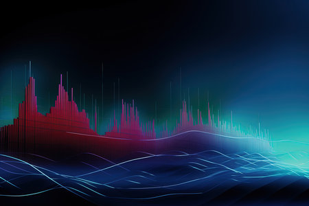 stract background with glowing forex candlestick chart on dark backgroundの素材