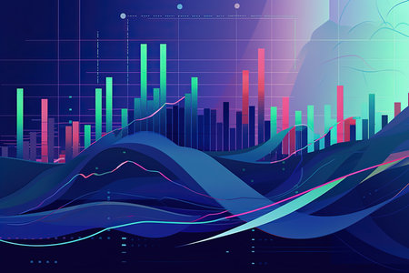 abstract vector background with financial chart and graph, business and technology conceptの素材