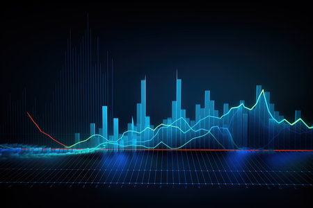 financial graph on virtual screen. abstract financial background. forex chart. 3d renderingの素材