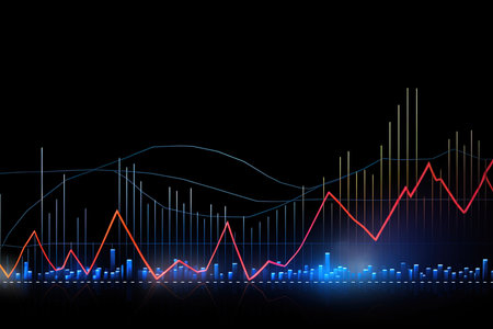 abstract stock market chart on a black background. Vector illustration.の素材