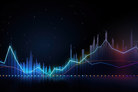 Stock market or forex trading graph and candlestick chart suitable for financial investment concept. Economy trends background for business. Abstract finance background.の素材