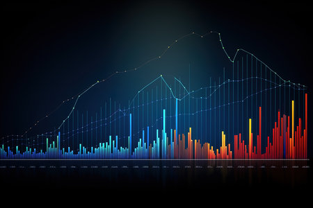 Stock market or forex trading graph and candlestick chart suitable for financial investment concept. Economy trends background for business idea. Abstract finance background.の素材