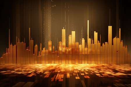 abstract background with glowing cubes and lines, 3d render illustrationの素材