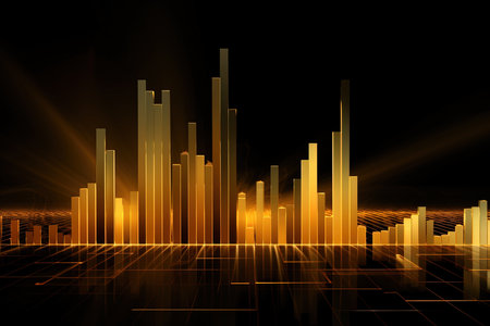 abstract technology background with a lot of glowing lines and bokehの素材