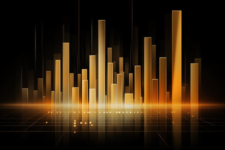 abstract digital equalizer technology on dark background. Vector illustration.の素材