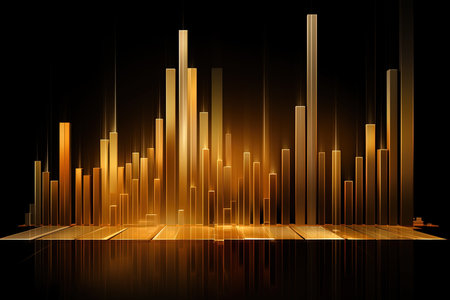 Financial stock market on gold color background. Stock market online business concept. Digital illustration.の素材