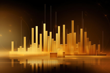Financial stock market on gold color background. Stock market online business concept. Digital illustration.の素材