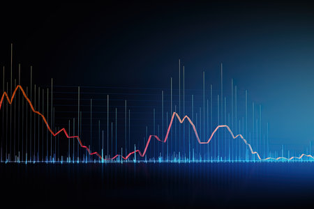 abstract stock market graph on dark background. Vector Illustration.の素材