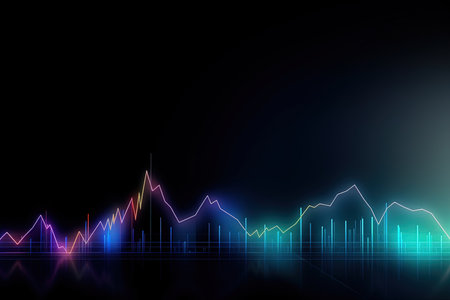 abstract background with glowing forex chart on dark backdrop. 3d renderingの素材