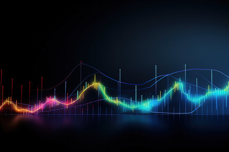 Stock market online business concept. business graph. glowing neon lines.の素材