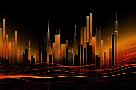 abstract background with the image of the city and its elements.の素材