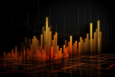 Stock market chart on a dark background. Vector illustration.の素材