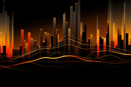 Abstract business background with glowing lines. Vector illustration.の素材