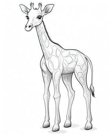 Giraffe isolated on white background. Vector hand drawn illustration.の素材