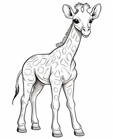giraffe vector sketch illustration isolated on white background. Vector illustrationの素材