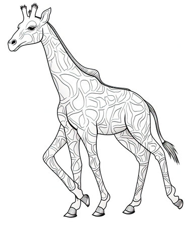 Coloring page with giraffe. Coloring book for adults.の素材