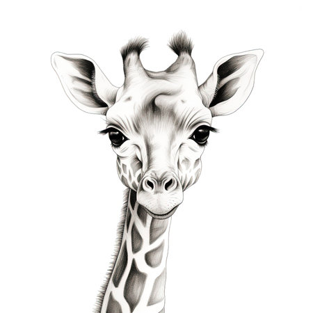 Portrait of giraffe, sketch vector graphics monochrome illustrationの素材