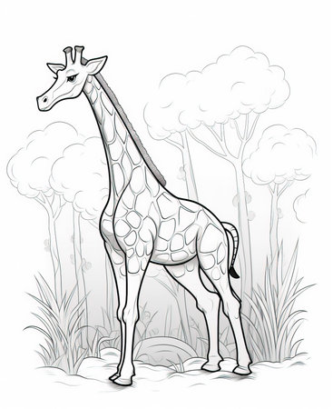 Giraffe in the jungle. Coloring book for children.の素材
