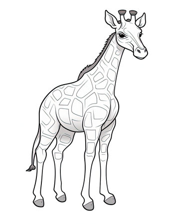 Illustration of a white giraffe isolated on a white background.の素材