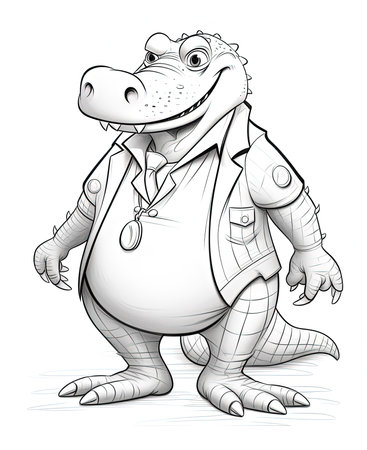 cartoon crocodile doctor on a white background. Vector illustration.の素材