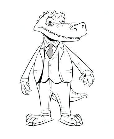 Crocodile in a suit and tie. Vector illustration.の素材