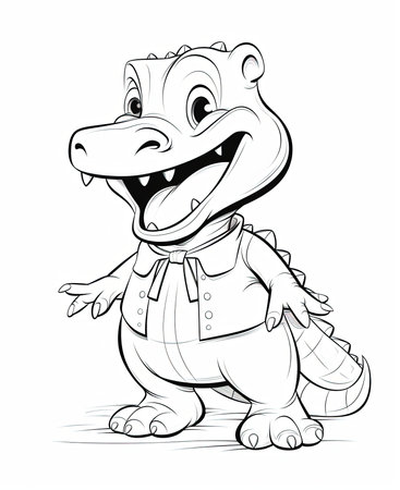 Cute cartoon crocodile on a white background. Vector illustration.の素材