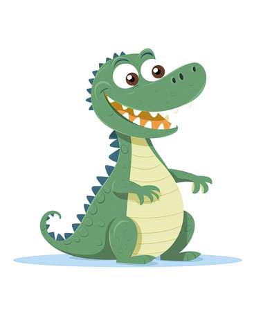 Cute cartoon crocodile. Vector illustration on a white background.の素材