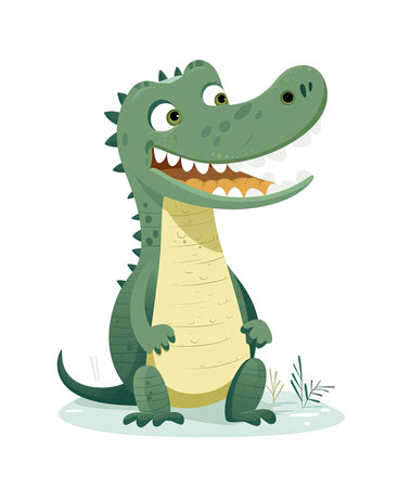Crocodile vector illustration. Cute cartoon crocodile.の素材