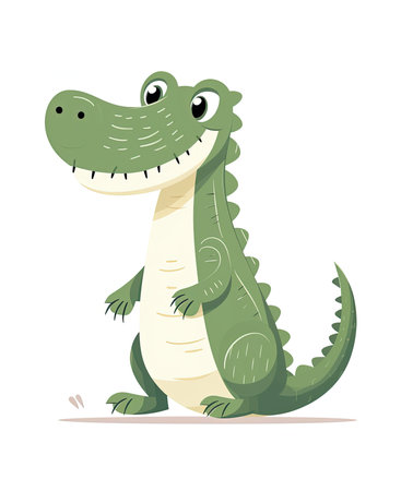 Cute cartoon crocodile. Vector illustration isolated on white background.の素材