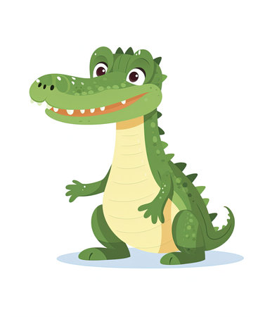 Cute crocodile isolated on white background. Vector cartoon illustration.の素材