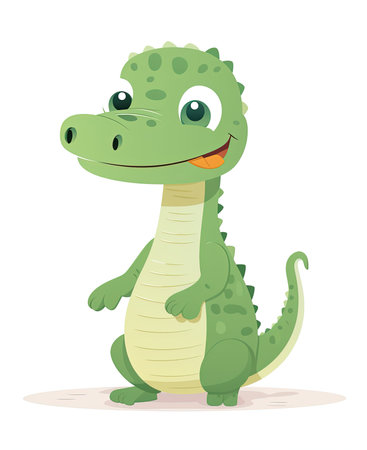 Cute cartoon crocodile. Vector illustration isolated on white background.の素材