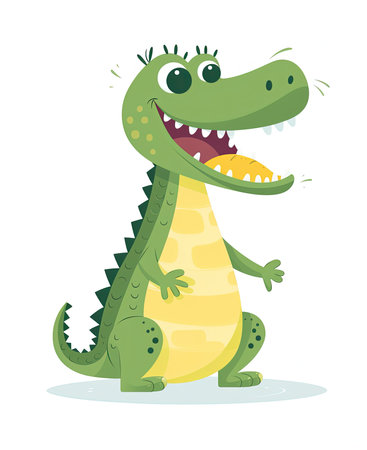 Cute cartoon crocodile. Vector illustration isolated on white background.の素材