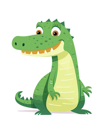Cute crocodile cartoon vector illustration isolated on a white background.の素材