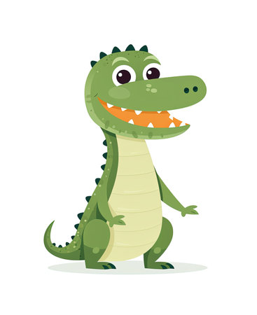 Cute cartoon crocodile. Vector illustration on a white background.の素材