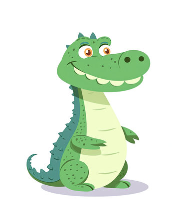 Cute cartoon crocodile. Vector illustration isolated on white background.の素材