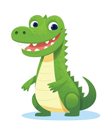 Cute cartoon crocodile. Vector illustration isolated on white background.の素材
